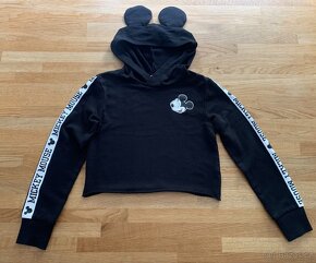 Černá croop mikina s kapucí Mickey H&M v. 164/170 - 2