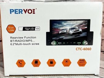 Autorádio CTC-6060 – Car 1 DIN dotykový displej FM/Bluetooth - 2