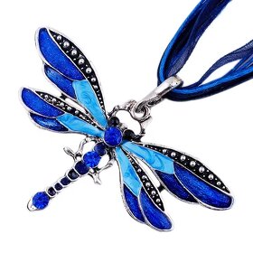 náhrdelník vážka fialová, modrá - 2