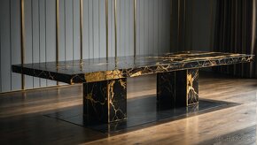 Stůl ve stylu kintsugi (dřevo+epoxid) - 2