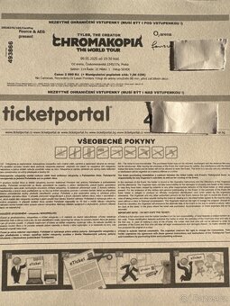 Prodám vstupenky na Tyler The Creator Chromakopia - 2