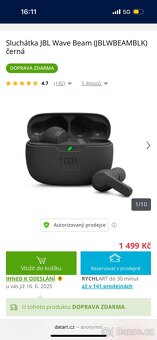 Sluchátka JBL wave beam černá - 2