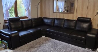 Luxusní černá kožená sedačka z pravé kůže – perfektní stav - 2