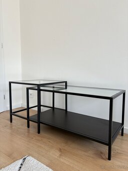 VITTSJÖ (IKEA) Sada stolků, sada 2 ks, černohnědá/sklo, 90x5 - 2