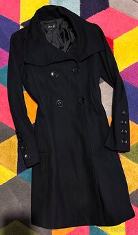 PŘEKRÁSNÝ ZIMNÍ VLNĚNÝ SLIM DÁMSKÝ KABÁT-BLACK 38 - 2