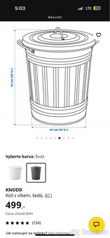 Koš s víkem, šedá, 40 l - 2