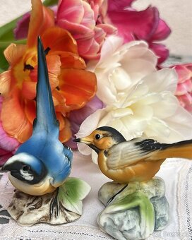 Porcelánové vintage figurky. Ptáci Capodimonte. - 2