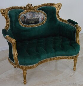 Zámecké řezbované sofa - čalouněné - mini - 2