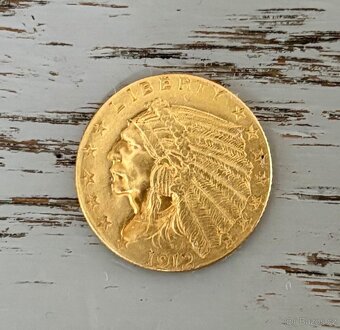 2 1/2 Dollars 1912 Indian Head – Quarter Eagle ZLATÁ MINCE - 2