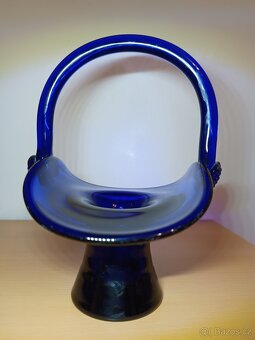 Skleněný košík - sklo cobalt modrý - 2