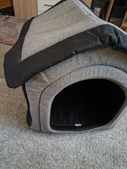 Kvalitni molitanova psi bouda/pelech, barva seda/cerna - 2