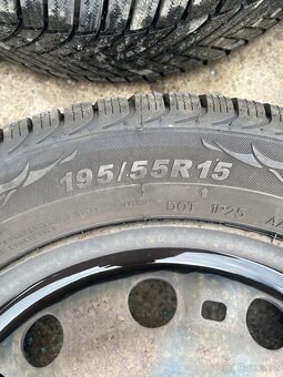 Plechové kola 5x112 ET43 + zimní pneu 195/55 R15 - 2