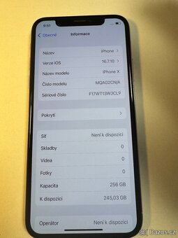 Apple iPhone X 256gb kondice baterie 100% s kabelem  Cena 29 - 2