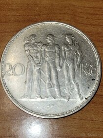 Stříbrná 20 Kč rok 1934 - 2