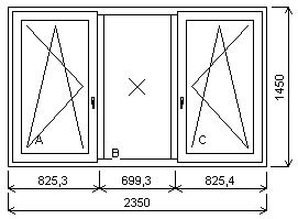 3-křídlé okno s pevným středovým fixem - 2