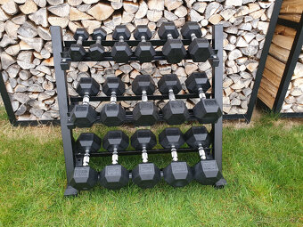 jednoruční činky sada 180kg HEXA (2,5-20kg) + STOJAN - 2