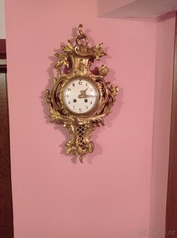 zlacené hodiny délka 55cm, funkční, bicí - 2