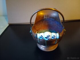 Kbelík měděný na popel střední porcelánová rukojeť - 2