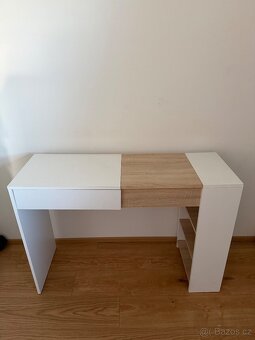 Toaletní stolek / psací stůl bílá / dub sonoma - 2