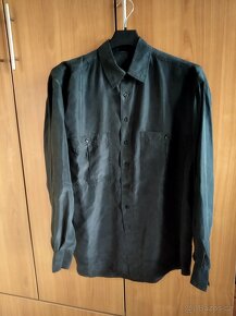 Oblek kalhoty + košile hedvábí černá vel M-L - 2