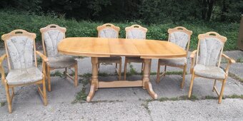 Masivní rozkládací stůl+4židle+2židle s područkami - 2