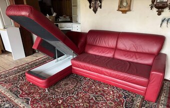 Rohová rozkládací kožená sedačka, 5276 - 2