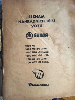 Prodám seznam náhradních dílů na Škoda 1000 MB - 2