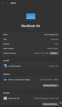 MacBook Air 2022 – 100% stav baterie, jako nový, záruka - 2