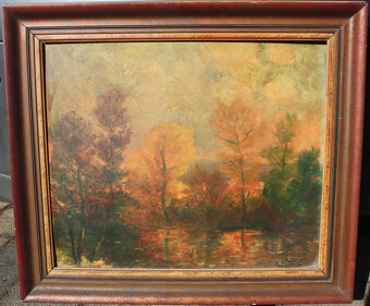 malíř Růžička, olej na desce 50 x 59 cm + rám - 2