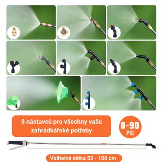 přenosný postřikovač VEVOR 15L s 8 nástavcemi - nový - 2
