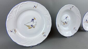 Porcelánová souprava pro 6 osob husy, modrá linka - 2