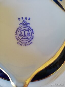 Porcelán modrý zlacený - šálek na kávu UPAK - 2