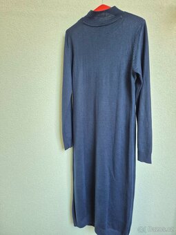 Dlouhé pletené modré šaty Bonprix - 2