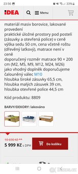 Kvalitní jednolůžková elegantní postel masiv s úložným prost - 2
