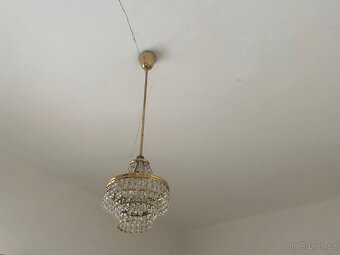 Lustr / Svítidlo / Lampa Retro sklo, mosaz, dřevo - 2
