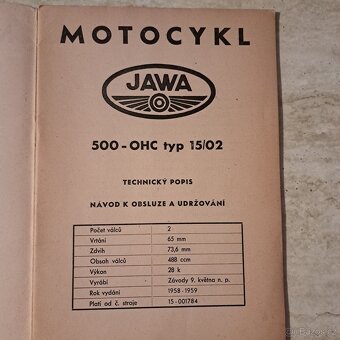 Jawa 500 OHC, originál príručka - 2