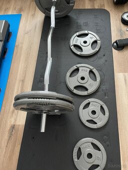 EZ činka Gorilla Sports + 55 kg litinové kotouče Insportli - 2
