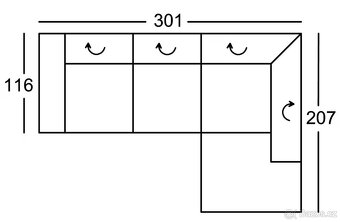 Xora ROHOVÁ SEDAČKA, textil, světle šedá - 2