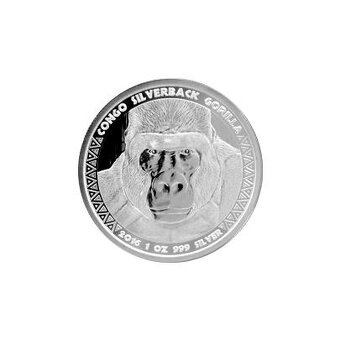 Stříbrná investiční mince Kongo Gorila 1 Oz 2015 až 2023 - 2