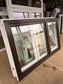 PLASTOVÉ DVOUKŘÍDLÉ OKNA 198x120 BÍLÁ/OŘECH-PLZEŇ - 2