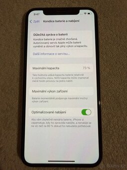 IPhone X 256 GB, velmi dobrý stav, vše funkční, baterie 73% - 2