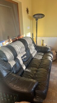 Kožená černá trojmístná sedačka - 2