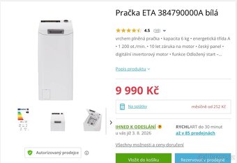 Úzká pračka ETA - 2