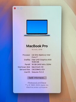 MacBook Pro 15” 2019/16GB RAM/Intel i7/256GB SSD/ Záruka - 2