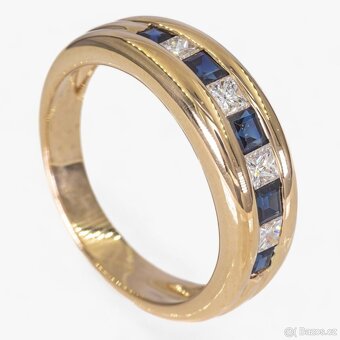 14K prsten s diamanty a safíry 0,75ct - Certifikát IGI - 2