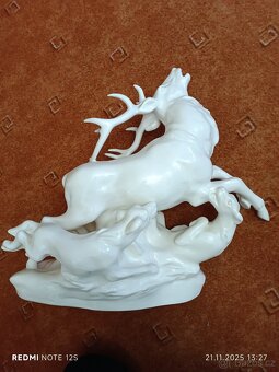 Soška porcelán royal dux štvanice jelen - 2