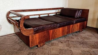 TOP designový gauč - ART DECO - Halabala - ořech, kůže - [9. - 2