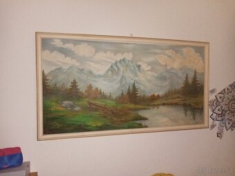 Starý velký Obraz malovaný na papundekl - 2