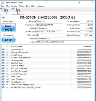 2TB PCIe 4.0 NVMe M.2 Kingston NV2 - 2