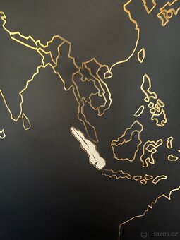 Mapa světa černo - zlatá - 2